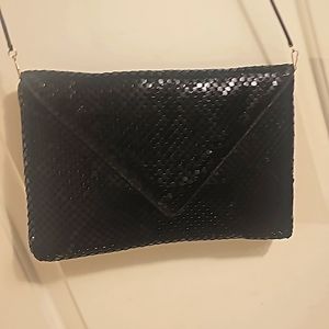 Vintage Lyrella Mesh Large Envelope Clutch/Shoulderbag, Black, Hidden Snap Closu